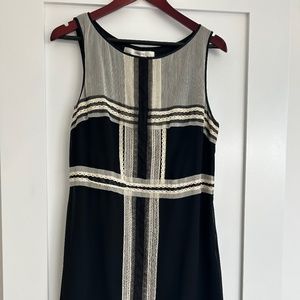 Black and ivory mixed sleeveless dress